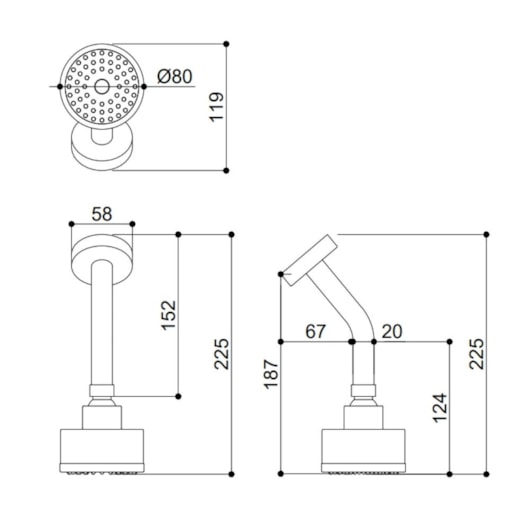 Ducha Articulada Em Abs Redonda De Parede Com Braço 15cm Kr236c Aço Escovado Kromma 8cm - Imagem principal - 66930600-7ba3-4ee5-bd57-774c1d85591a