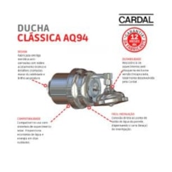 Ducha Classica AQ-095 4 Temperaturas Cromado Cardal 220v 7600w