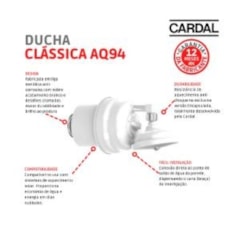 Ducha Classica Aq94 4 Temperaturas Branco Cardal 220v 7600w