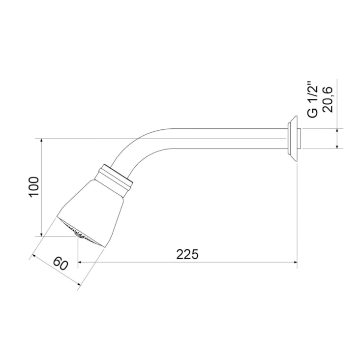 Ducha de Parede Tradicional Preto Matte 1956 Meber