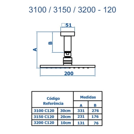 Ducha De Teto Articulado Versata 3100 BK120 Preto Fosco Fani - Imagem principal - 3c32150b-8b70-49eb-8ffd-c5ab1063a4a1