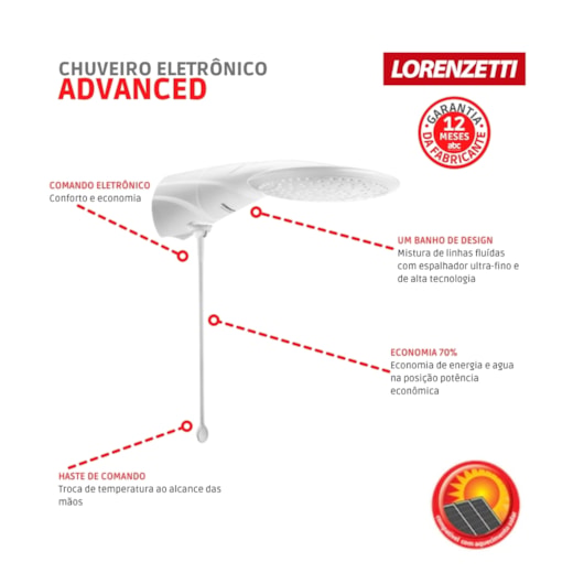 Ducha Elétrica Advanced Branco Lorenzetti 127v 5500w - Imagem principal - b515429d-c858-4021-b664-e93bca8f4fa0