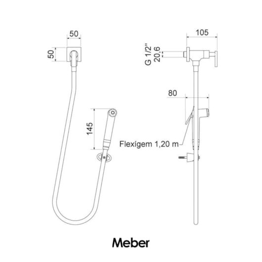 Ducha Higiênica 1850 Athena Slim Preto Matte Meber - Imagem principal - e64e1572-2afe-4eeb-8a1f-98687579200b