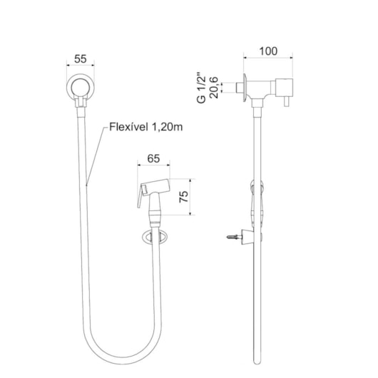 Ducha Higienica 1851 C77 Cromado Meber 120 cm - Imagem principal - 2bc23e94-1dec-4354-8a11-a5f5322ea229
