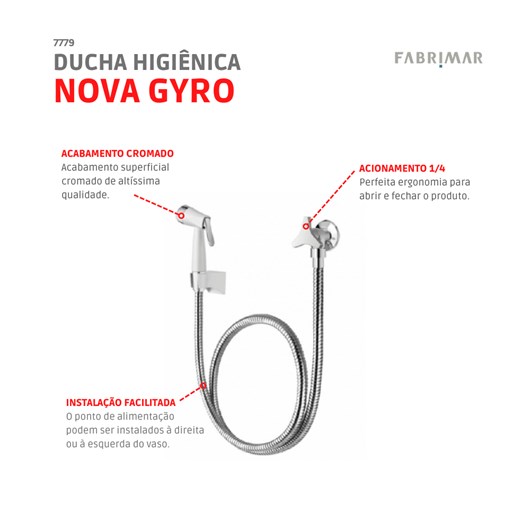 Ducha Higiênica Acqua Ajet Nova Gyro Cromado Fabrimar  - Imagem principal - 262766df-01f8-416b-9e51-9cf2dd80b365