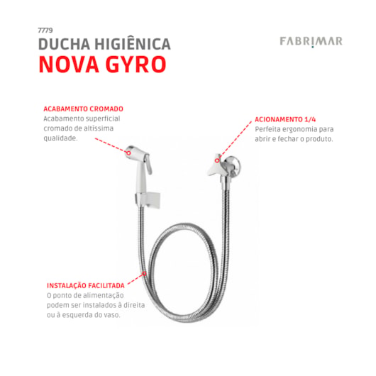Ducha Higiênica Acqua Ajet Nova Gyro Cromado Fabrimar - Imagem principal - bf58e6c8-4bb4-420f-873a-d530a86e128f