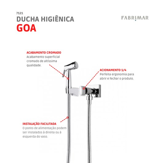 Ducha Higiênica Acqua Jet Goa Cromado  Fabrimar - Imagem principal - 80abfd01-4ba8-4110-b4c9-5edb2b9a7e2d