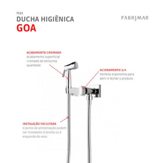 Ducha Higiênica Acqua Jet Goa Cromado  Fabrimar - Imagem principal - 0cfcd3ef-7b2b-4237-b274-385602292476