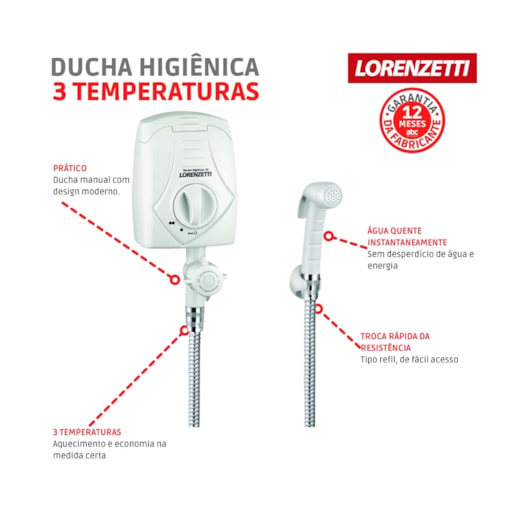 Ducha Higiênica Com 3 Temperaturas 220v Lorenzetti - Imagem principal - ee121e56-51bd-4738-8880-7cf47e1c9deb