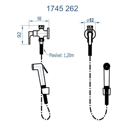 Ducha Higiênica Com Derivação Com Gatilho Flexível PVC 1/2 Tunis 1745 260 Preto Fosco Fani - Imagem principal - 1229197a-8c52-4a89-8229-c1d74f3ac97c