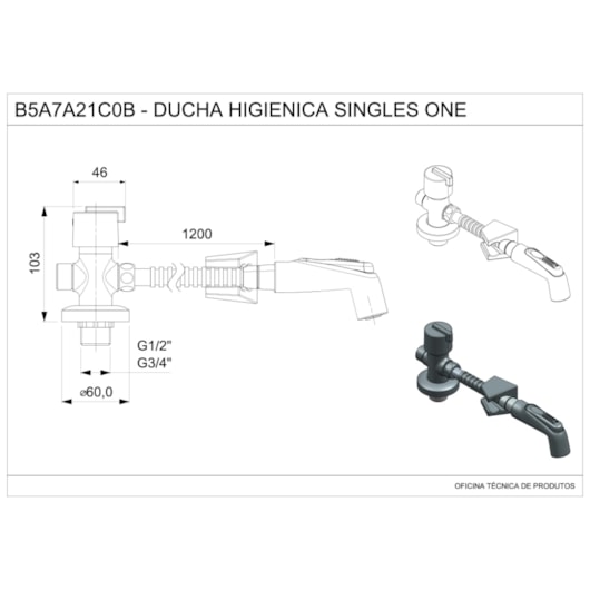 Ducha Higiênica Com Derivação Singles One Cromado Roca - Imagem principal - dee05f67-4c8f-4c79-9656-effd9735f32f