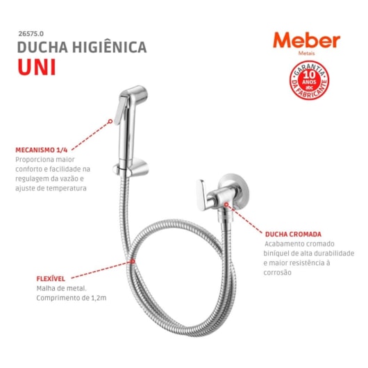 Ducha Higiênica Com Gatilho Abs 1850 C18 Cromado Meber - Imagem principal - 93f9b451-84bf-4ff0-8497-b205bf480938
