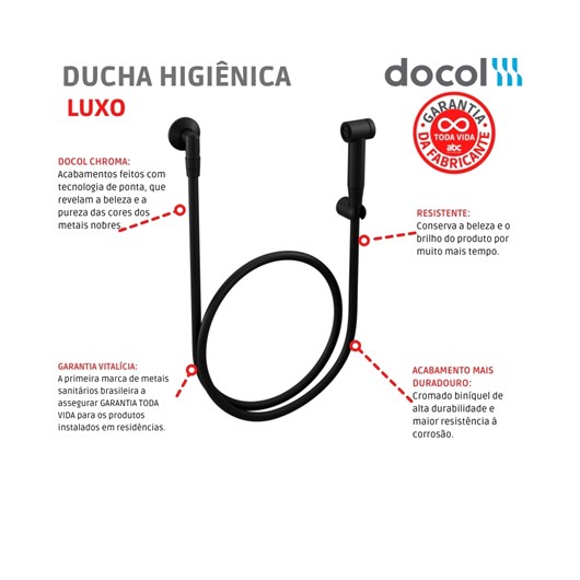 Ducha Higiênica Com Gatilho Luxo Onix Docol - Imagem principal - e494acff-439a-4814-a56c-dd42e9b199bb