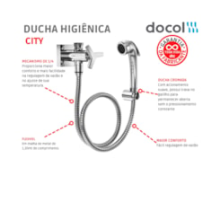 Ducha Higiênica Com Registro E Derivação City Cromada Docol