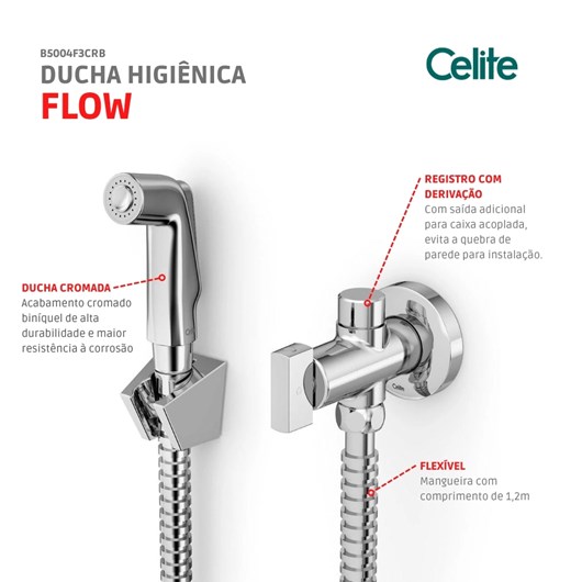Ducha Higiênica Com Registro E Derivação Flow Celite Cromado - Imagem principal - b12e9074-0648-45e6-b95c-a9290af11cb5