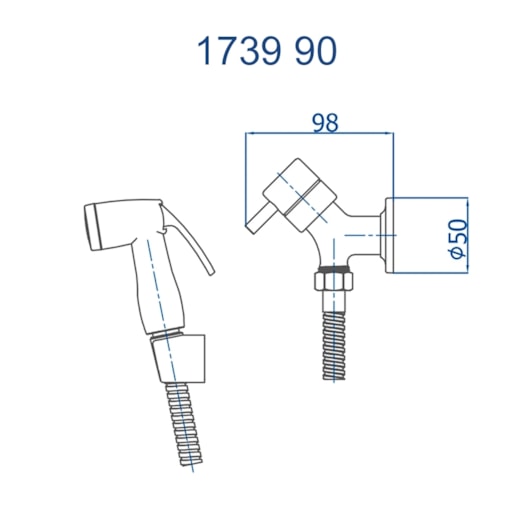 Ducha Higiênica Flexível Com Gatilho ABS 1739 1/2 Eva 90 Doro Vecchio Fani - Imagem principal - 78682e2d-d58b-40de-9962-ce89428b9a79