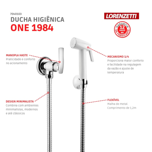 Ducha Higiênica Flexível One Cromada 1984 C29 Lorenzetti - Imagem principal - e477bfbc-c92d-4b13-abec-4916eff74675