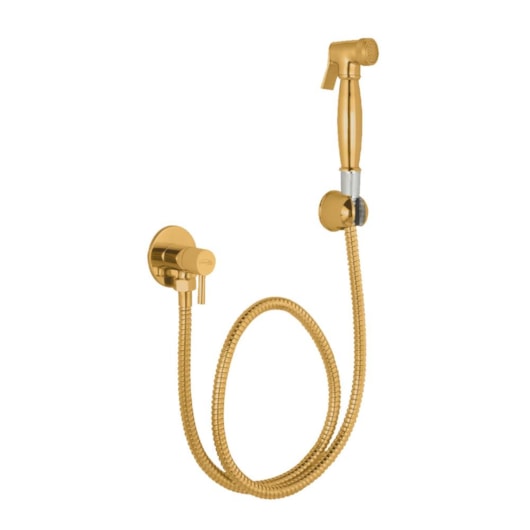 Ducha Higiênica Flexível  Quente E Fria 1/4 Com Flexível 1M Kr50 Gold Matte Kromma - Imagem principal - 1cb44f90-ad53-4848-8d12-0a2b19a993fc