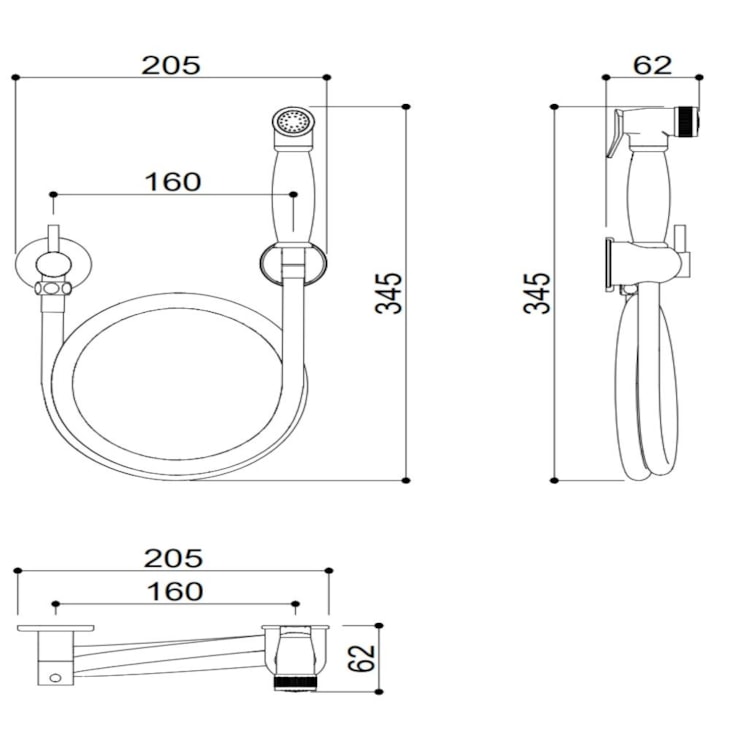 Ducha Higiênica Flexível  Quente E Fria 1/4 Com Flexível 1M Kr506 Black Matte Kromma