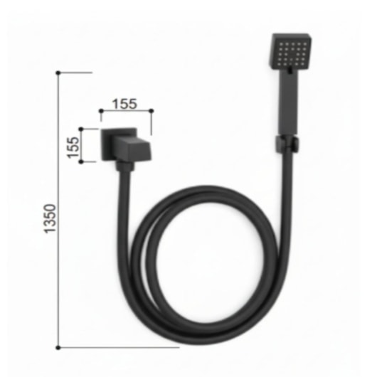 Ducha Higiênica Flexível  Quente E Fria 1/4 Com Flexível 1M Kr507c Black Matte Kromma - Imagem principal - e04428bd-a055-41c6-a897-e5e6a6e54d69