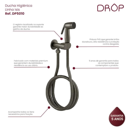 Ducha Higiênica Grafite Escovado Drop - Imagem principal - f77cb329-8015-4c58-a941-1ab4f78e7375