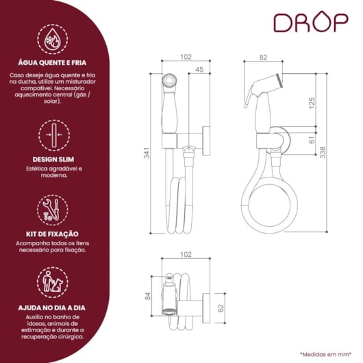 Ducha Higiênica Grafite Escovado Drop - Imagem principal - 27f96e6a-ed5b-41f6-8e8b-5f8dd6bb33a2