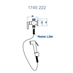 Ducha Higiênica Para Caixa Acoplada Com Derivação E Flexivel Em PVC 1745 1/2 Bella Classica 222 Preto Fosco Fani