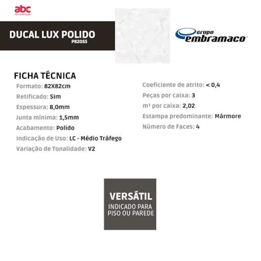 EMBRA POR RET 82X82 DUCAL LUX PLUS P82055 A/LC - Imagem principal - ec885a3c-ad93-48ba-b7ba-93dcea4373b6