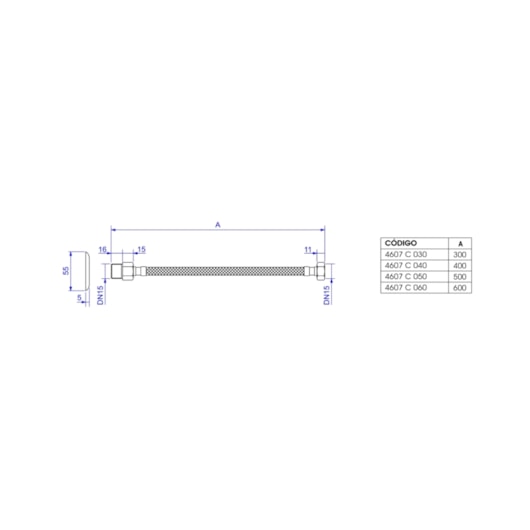 Engate Flexível 4607 Cromado Deca 40cm  - Imagem principal - 2781d85b-ea04-43b8-93a5-e73aa3cf89e7