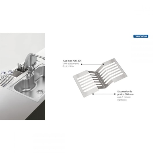 Escorredor De Pratos Para Canal Organizador 30cm Aço Inox Tramontina - Imagem principal - a904f133-2a5b-4f48-9a94-206d874a38fe