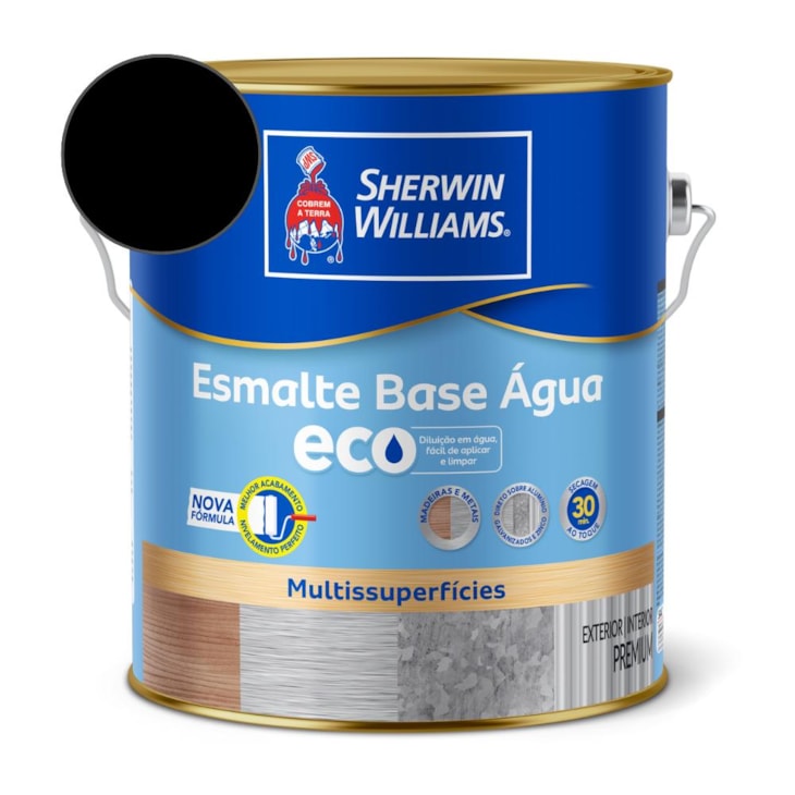 Esmalte Acetinado Eco Preto Sherwin Williams 3,6L