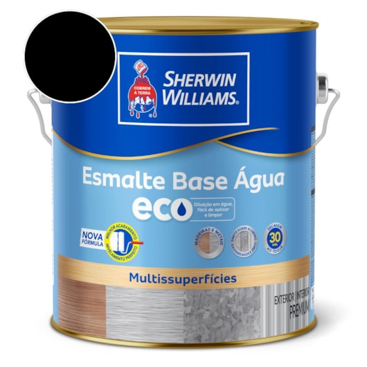 Esmalte Alto Brilho Eco Preto Sherwin Williams 3,6L - Imagem principal - 6f21bddf-4ebe-48c7-a136-a0b0a1d9a6d8