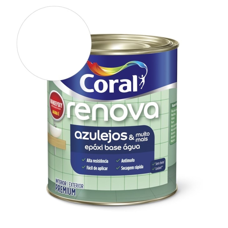 Esmalte Base Água Renova Azulejos E Muito Mais Brilhante Branco 900ml Coral