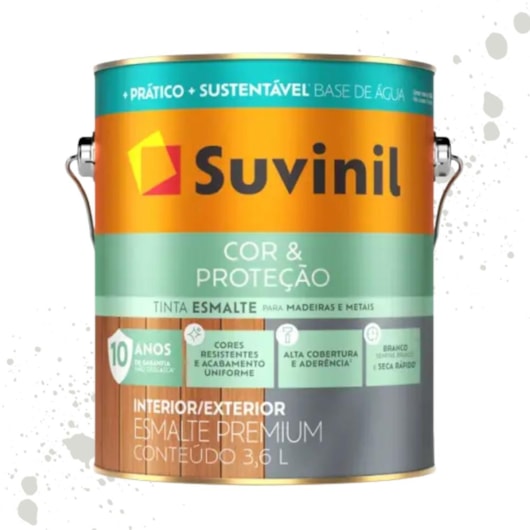 Esmalte Cor E Proteção Base Água Acetinado Branco Neve Suvinil 3,6L - Imagem principal - 99a48962-4c99-472c-bc51-d856978462c8