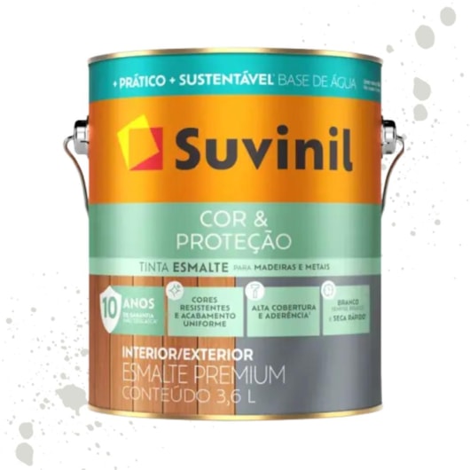Esmalte Cor E Proteção Base Água Brilhante Branco Neve Suvinil 3,6L - Imagem principal - 7620418b-3489-4222-8954-0dad3fc39888