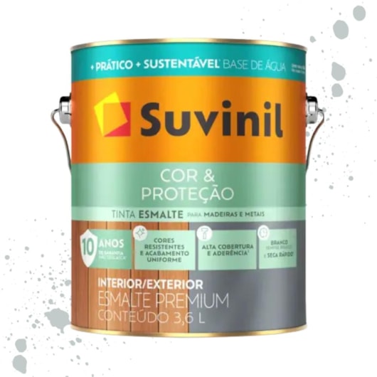 Esmalte Cor E Proteção Base Água Brilhante Platina Suvinil 3,6L - Imagem principal - 84a19622-9dc4-4f5b-9998-3d4d5413c229