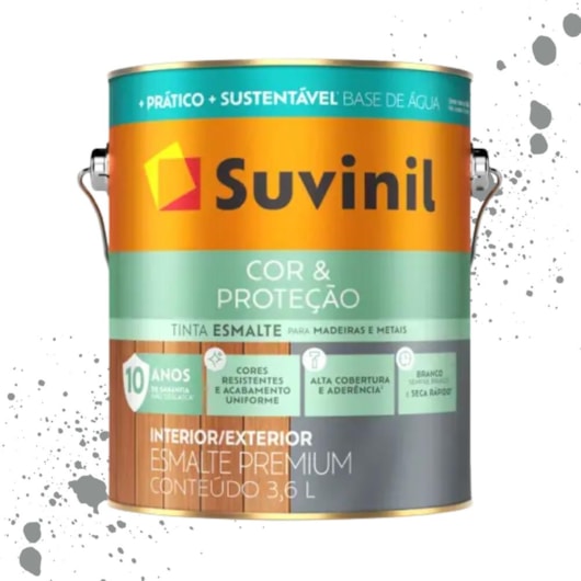 Esmalte Cor E Proteção Base Água Brilhante Preto Suvinil 3,6L - Imagem principal - 4a50131b-06ca-428f-aea2-af7be661e9ca