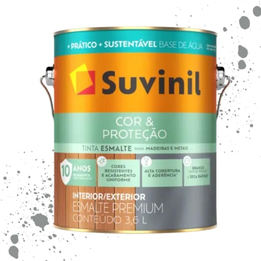 Esmalte Cor E Proteção Fosco Base Água Preto Suvinil 3,6L - Imagem principal - afed7bd1-7388-4dee-ace0-81e3ca7fc050