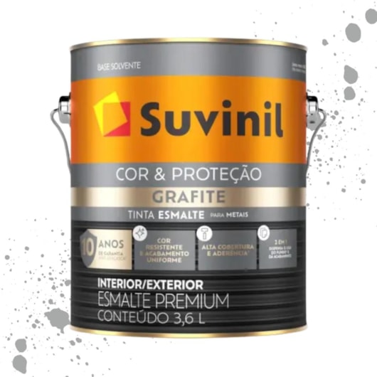 Esmalte Cor E Proteção Fosco Grafite Escuro Suvinil 3,6L - Imagem principal - 012ad105-543e-4a5e-a443-6614e0c2b66e
