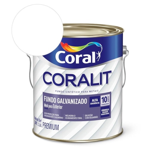 Esmalte Coralit Fundo Galvanizado Fosco Branco Coral 3,6L - Imagem principal - ea2b6103-84c8-486a-b1e0-f9606d7b403b