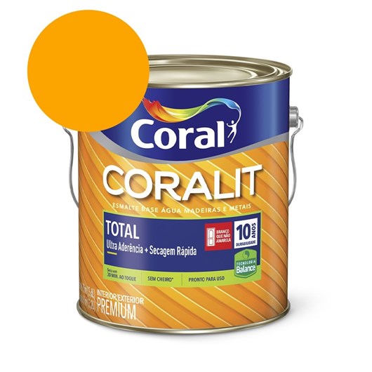 Esmalte Premium Brilho Coralit Total Balance Secagem Rapida Amarelo 3.6l Coral - Imagem principal - 5e939949-e5ee-4128-86a0-d236c0715213