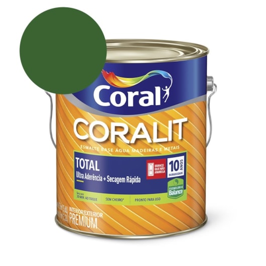 Esmalte Premium Brilho Coralit Total Balance Secagem Rapida Verde Folha 3.6l Coral - Imagem principal - 8763e0c2-47ea-4fd1-912e-831b9c49a291