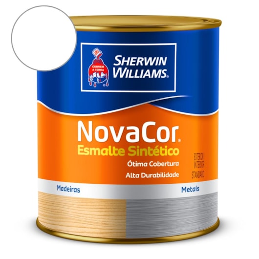 Esmalte Sintético Alto Brilho NovaCor Branco Acetinado Sherwin Williams 0,9L - Imagem principal - 5408e04f-9a30-4899-ac92-fbab17a56055