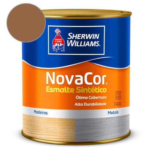 Esmalte Sintético Alto Brilho NovaCor Marrom Conhaque Sherwin Williams 0,9L - Imagem principal - fae30eaa-e3f9-4c09-953f-40d1776261b8