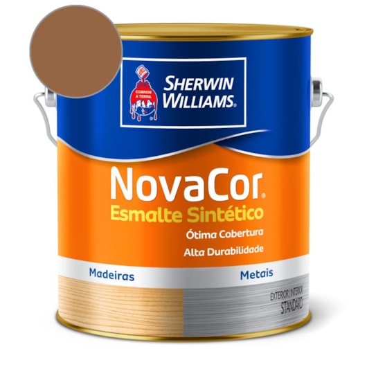  Esmalte Sintético Alto Brilho NovaCor Marrom Conhaque Sherwin Williams 3,6L - Imagem principal - 97a319be-861f-4bbd-a456-e3be6b2574b5