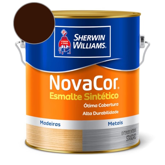  Esmalte Sintético Alto Brilho NovaCor Marrom Sherwin Williams 3,6L - Imagem principal - 2039af91-7384-47dd-a16f-42fdfcc9e46c