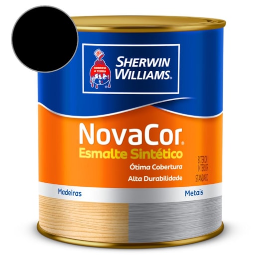 Esmalte Sintético Alto Brilho NovaCor Preto Sherwin Williams 0,9L - Imagem principal - fb61fba1-7b46-4e40-9171-854b7eb1e5a0