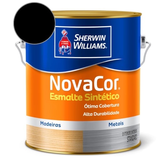  Esmalte Sintético Alto Brilho NovaCor Preto Sherwin Williams 3,6L - Imagem principal - d90d8f2b-d854-4274-a2ca-e014d99dc8a5