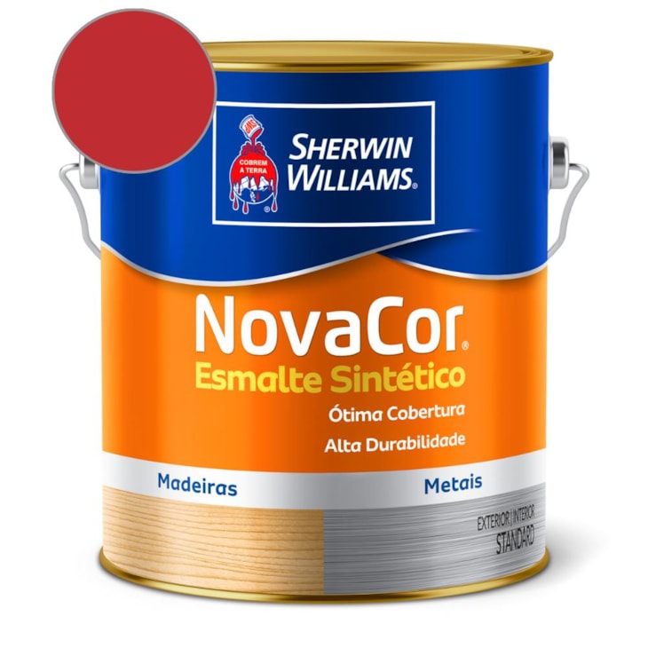  Esmalte Sintético Alto Brilho NovaCor Vermelho Sherwin Williams 3,6L