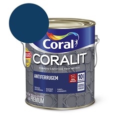 Esmalte Sintético Coralit Antiferrugem Brilhante Azul Del Rey 3.6l Coral